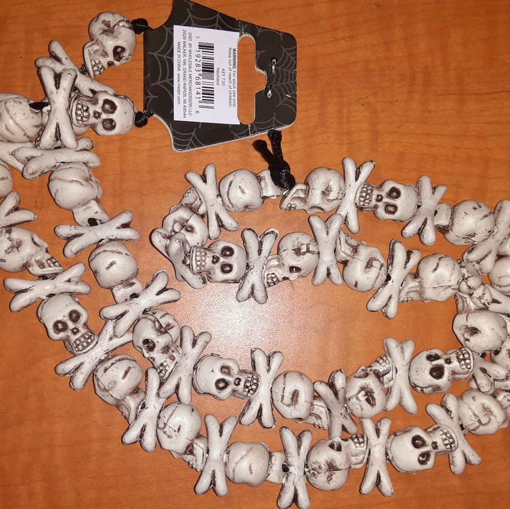 Halloween Skull & Crossbones Long Necklace